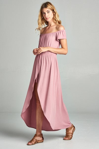 Off Shoulder Solid Jersey Romper Maxi - The Hipster Exchange General Store and Trading Post