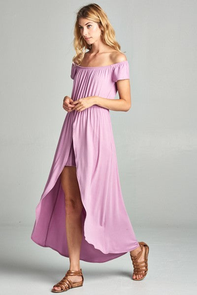 Off Shoulder Solid Jersey Romper Maxi - The Hipster Exchange General Store and Trading Post