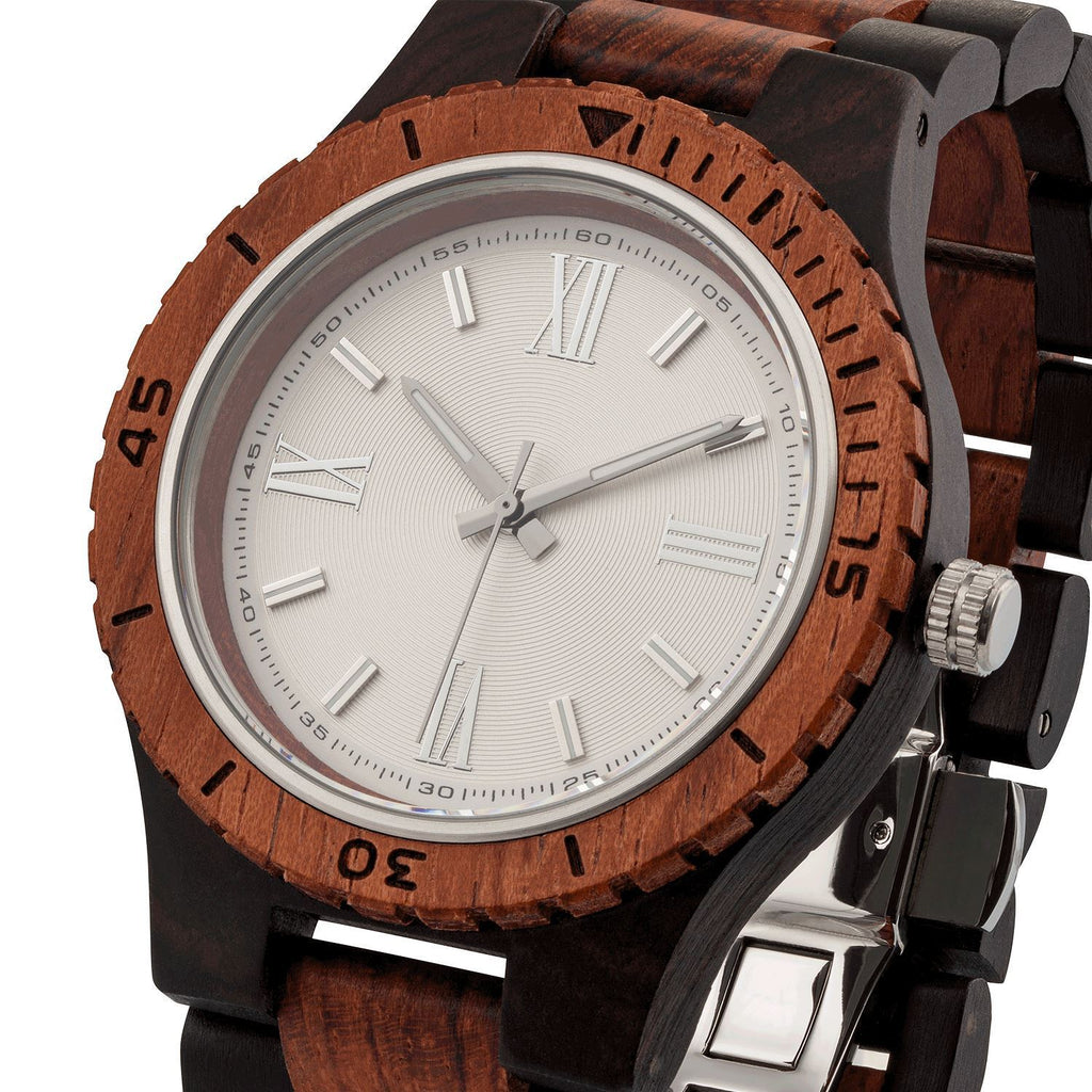 Men's Handcrafted Engraving Ebony & Kosso Wood Watch - Best Gift Idea! - The Hipster Exchange General Store and Trading Post