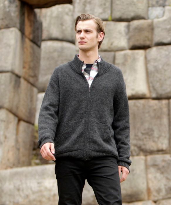 Men's Full Zip Alpaca Cardigan - The Hipster Exchange General Store and Trading Post