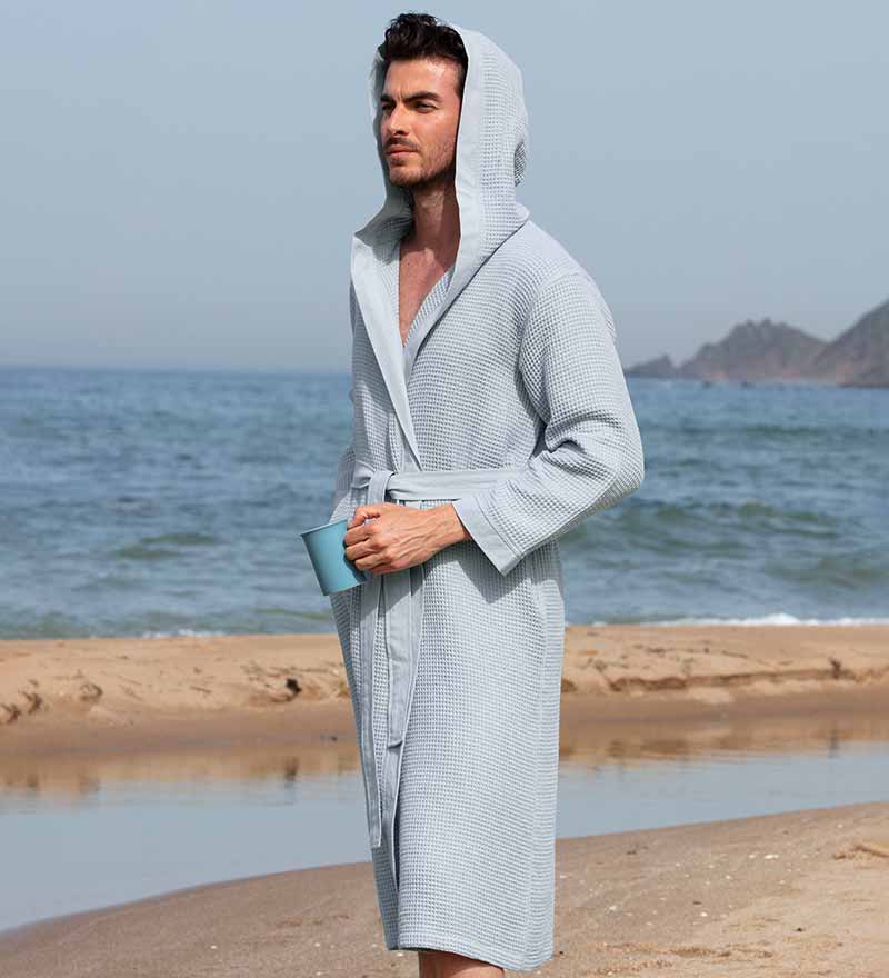 Men's Hooded Turkish Cotton Waffle Robe - The Hipster Exchange General Store and Trading Post