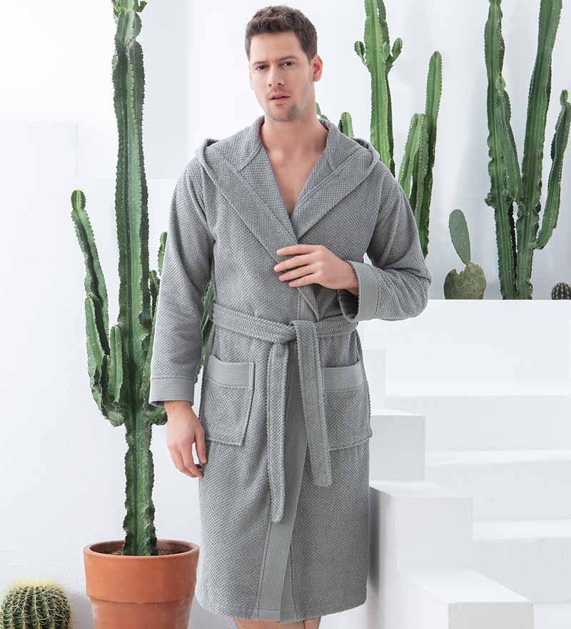 Men's Luxury Turkish Cotton Terry Cloth Robe with Hood - The Hipster Exchange General Store and Trading Post