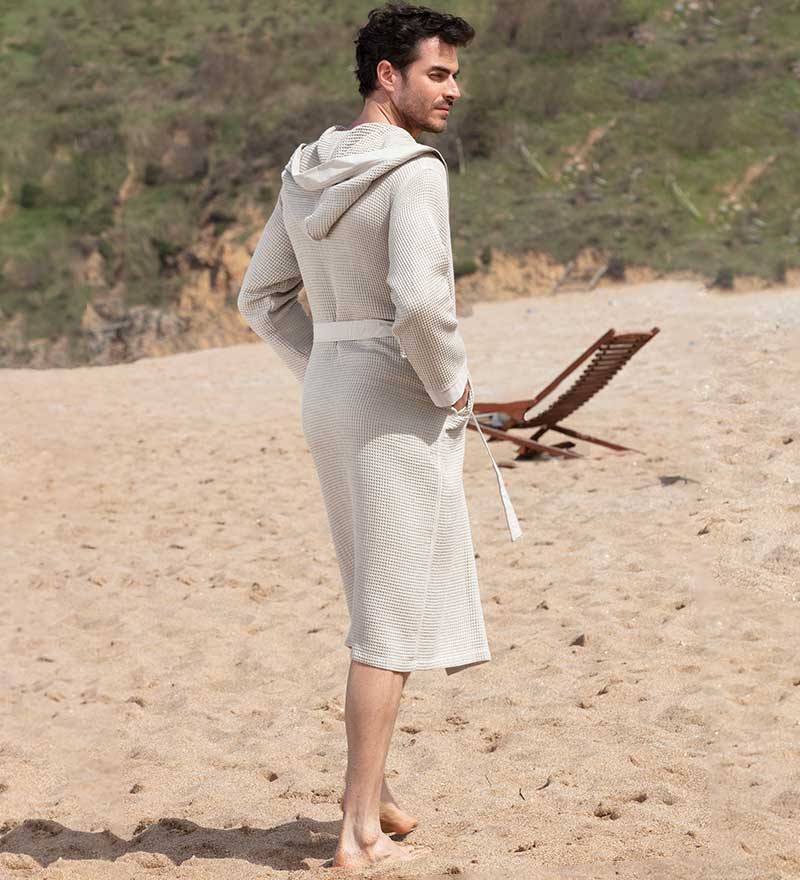 Men's Hooded Turkish Cotton Waffle Robe - The Hipster Exchange General Store and Trading Post