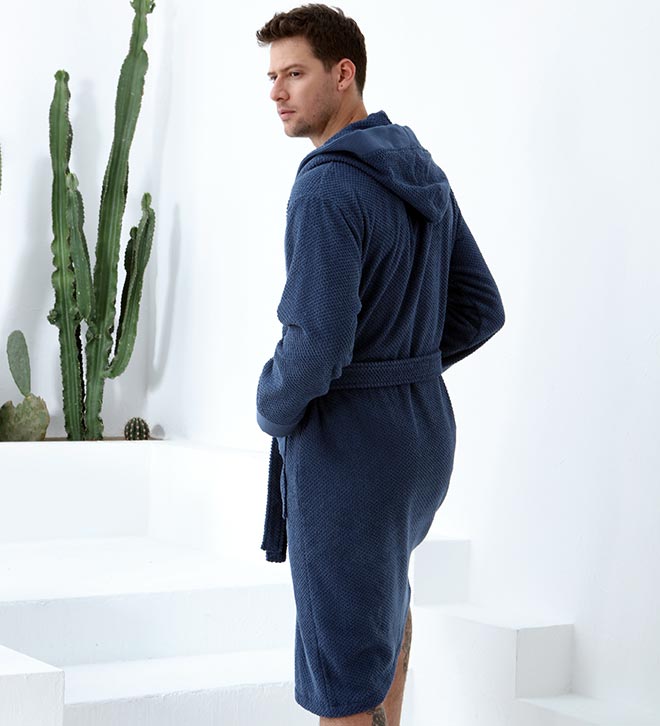 Men's Luxury Turkish Cotton Terry Cloth Robe with Hood - The Hipster Exchange General Store and Trading Post