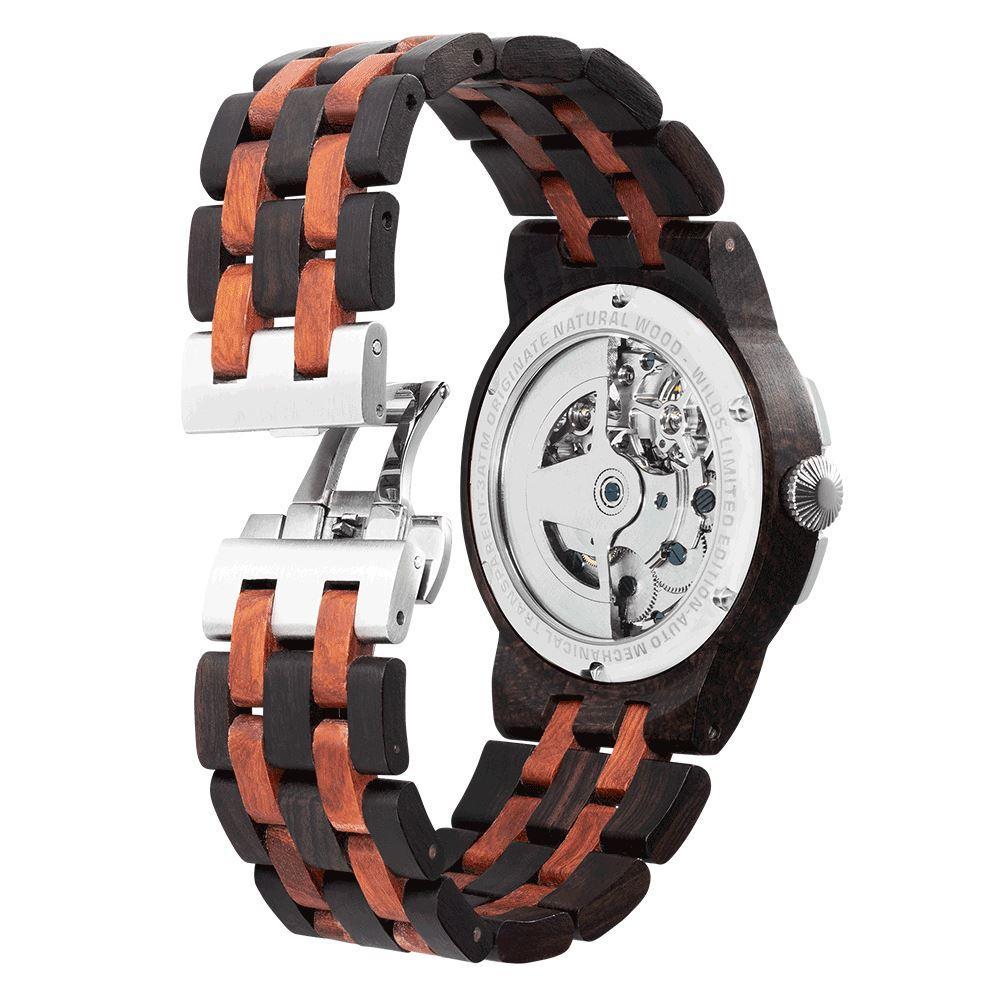 Men's Dual Wheel Automatic Ebony & Rosewood Watch - For High End Watch Collectors - The Hipster Exchange General Store and Trading Post