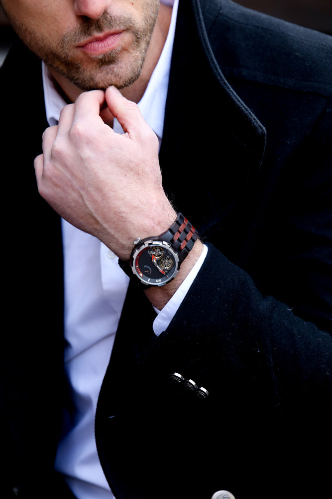 Men's Dual Wheel Automatic Ebony & Rosewood Watch - For High End Watch Collectors - The Hipster Exchange General Store and Trading Post