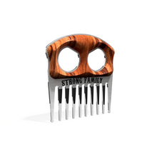 Load image into Gallery viewer, Tiger Wood Stainless Beard Pick
