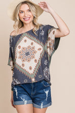 Load image into Gallery viewer, Floral Chevron Printed Off Shoulder Dolman Sleeves Top
