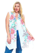 Load image into Gallery viewer, Floral Print, Open Front Vest With An Asymmetric Hem.
