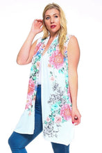 Load image into Gallery viewer, Floral Print, Open Front Vest With An Asymmetric Hem.
