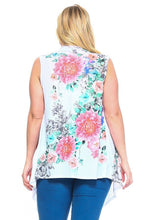 Load image into Gallery viewer, Floral Print, Open Front Vest With An Asymmetric Hem.
