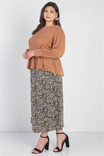 Load image into Gallery viewer, Plus Caramel Waffle Knit Back Button Detail Long Sleeve Top
