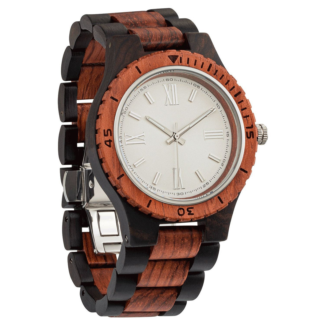 Men's Handcrafted Engraving Ebony & Kosso Wood Watch - Best Gift Idea!