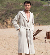 Load image into Gallery viewer, Men&#39;s Hooded Turkish Cotton Waffle Robe
