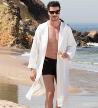 Load image into Gallery viewer, Men&#39;s Hooded Turkish Cotton Waffle Robe
