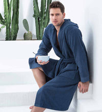 Load image into Gallery viewer, Men&#39;s Luxury Turkish Cotton Terry Cloth Robe with Hood
