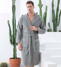 Load image into Gallery viewer, Men&#39;s Luxury Turkish Cotton Terry Cloth Robe with Hood
