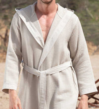 Load image into Gallery viewer, Men&#39;s Hooded Turkish Cotton Waffle Robe
