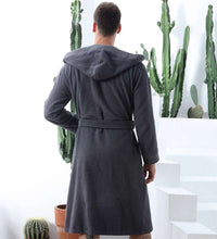 Load image into Gallery viewer, Men&#39;s Luxury Turkish Cotton Terry Cloth Robe with Hood
